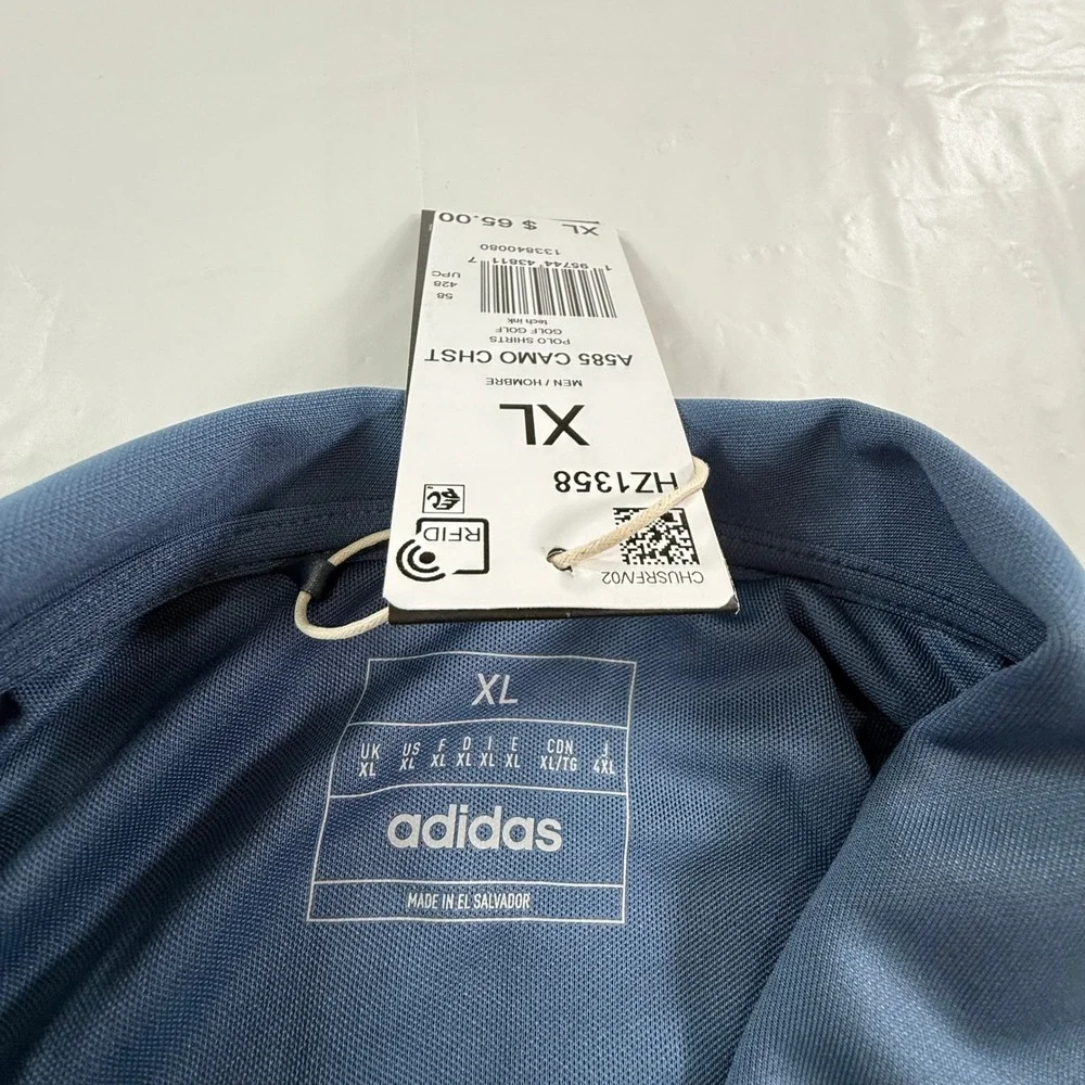 Adidas Mens Golf Polo Shirt Blue Digital Camo Graphic XL HS1093